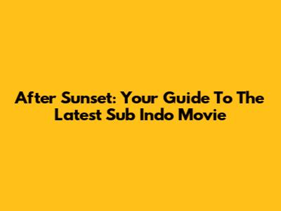 After Sunset: Your Guide To The Latest Sub Indo Movie