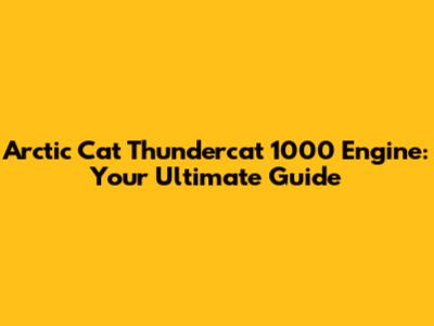 Arctic Cat Thundercat 1000 Engine: Your Ultimate Guide