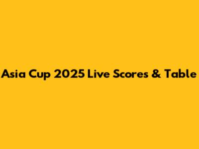 Asia Cup 2025 Live Scores & Table