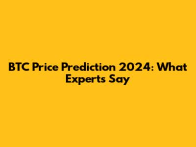 BTC Price Prediction 2024: What Experts Say