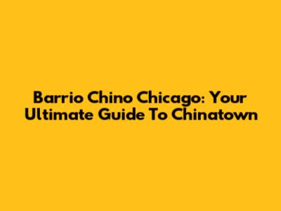 Barrio Chino Chicago: Your Ultimate Guide To Chinatown