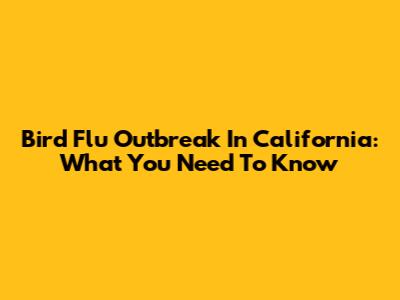 Bird Flu Outbreak In California: What You Need To Know