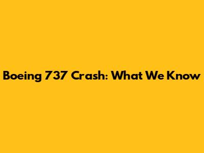 Boeing 737 Crash: What We Know
