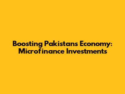 Boosting Pakistan's Economy: Microfinance Investments