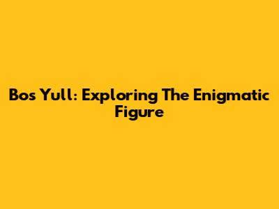 Bos Yull: Exploring The Enigmatic Figure