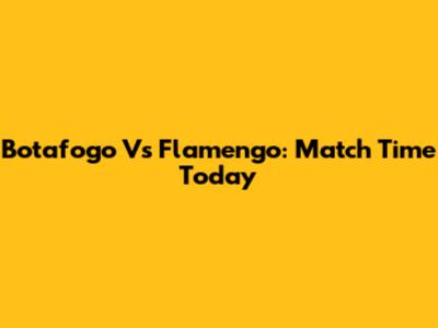 Botafogo Vs Flamengo: Match Time Today