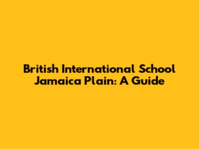 British International School Jamaica Plain: A Guide