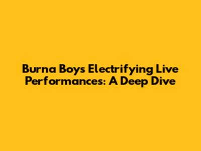 Burna Boy's Electrifying Live Performances: A Deep Dive