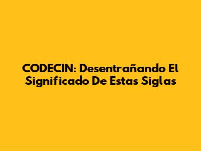 CODECIN: Desentrañando El Significado De Estas Siglas