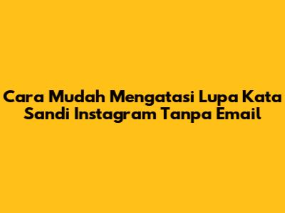 Cara Mudah Mengatasi Lupa Kata Sandi Instagram Tanpa Email