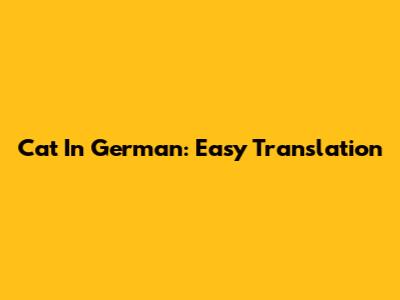 Cat In German: Easy Translation