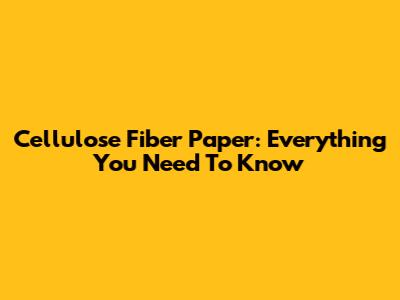 Cellulose Fiber Paper: Everything You Need To Know