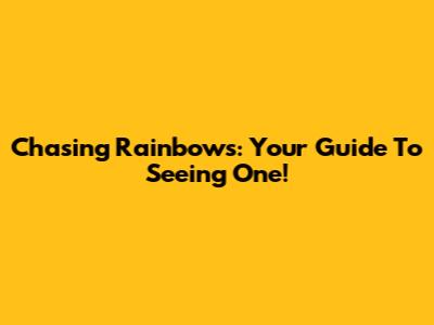 Chasing Rainbows: Your Guide To Seeing One!