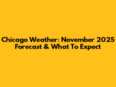 Chicago Weather: November 2025 Forecast & What To Expect