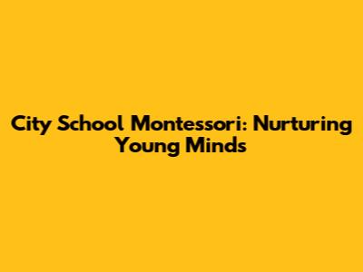 City School Montessori: Nurturing Young Minds