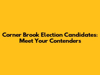 Corner Brook Election Candidates: Meet Your Contenders