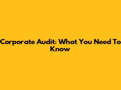 Corporate Audit: What You Need To Know