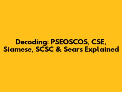 Decoding: PSEOSCOS, CSE, Siamese, SCSC & Sears Explained