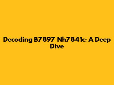 Decoding B7897 Nh7841c: A Deep Dive
