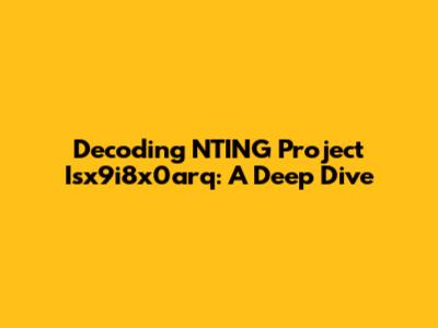 Decoding NTING Project Isx9i8x0arq: A Deep Dive