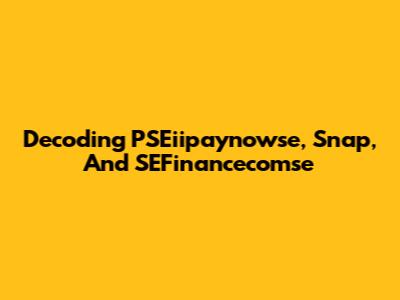 Decoding PSEiipaynowse, Snap, And SEFinancecomse
