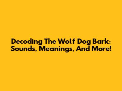 Decoding The Wolf Dog Bark: Sounds, Meanings, And More!