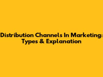Distribution Channels In Marketing: Types & Explanation