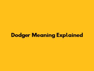Dodger Meaning Explained