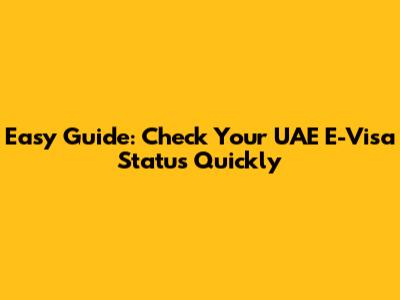 Easy Guide: Check Your UAE E-Visa Status Quickly