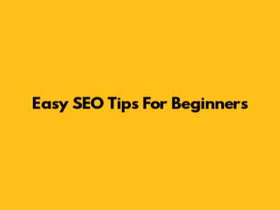 Easy SEO Tips For Beginners