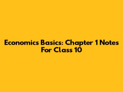 Economics Basics: Chapter 1 Notes For Class 10