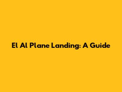 El Al Plane Landing: A Guide