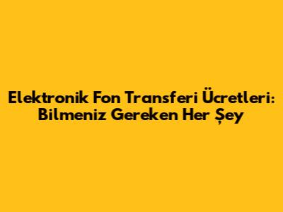 Elektronik Fon Transferi Ücretleri: Bilmeniz Gereken Her Şey