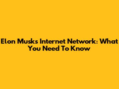 Elon Musk's Internet Network: What You Need To Know