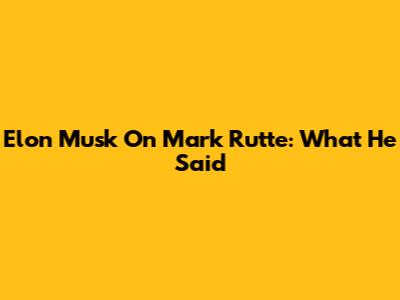 Elon Musk On Mark Rutte: What He Said