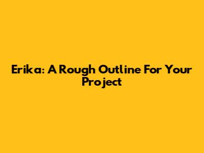 Erika: A Rough Outline For Your Project