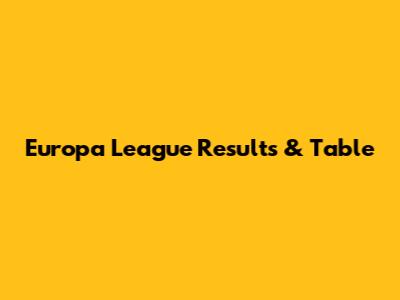 Europa League Results & Table