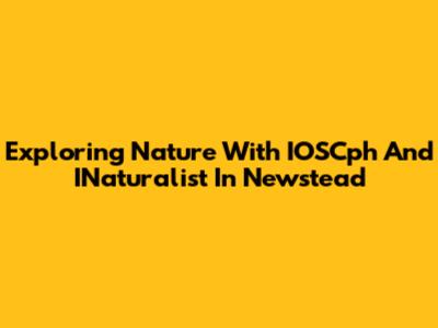 Exploring Nature With IOSCph And INaturalist In Newstead