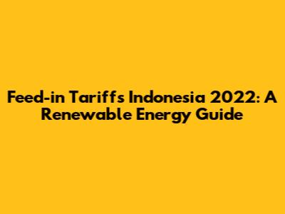 Feed-in Tariffs Indonesia 2022: A Renewable Energy Guide