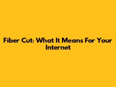 Fiber Cut: What It Means For Your Internet