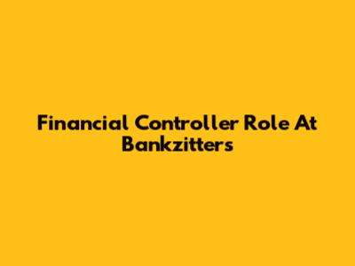 Financial Controller Role At Bankzitters