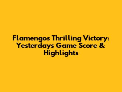 Flamengo's Thrilling Victory: Yesterday's Game Score & Highlights