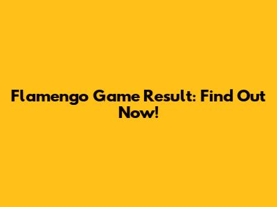 Flamengo Game Result: Find Out Now!