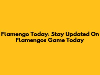Flamengo Today: Stay Updated On Flamengo's Game Today