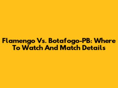 Flamengo Vs. Botafogo-PB: Where To Watch And Match Details