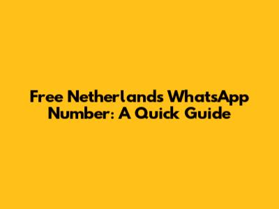 Free Netherlands WhatsApp Number: A Quick Guide