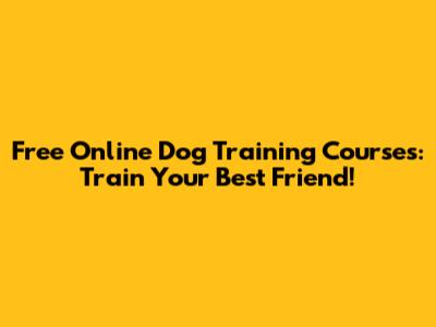 Free Online Dog Training Courses: Train Your Best Friend!