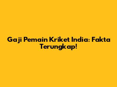 Gaji Pemain Kriket India: Fakta Terungkap!