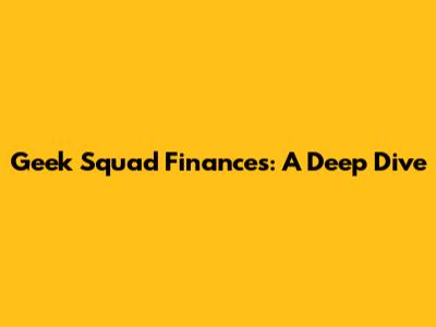 Geek Squad Finances: A Deep Dive