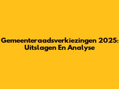 Gemeenteraadsverkiezingen 2025: Uitslagen En Analyse